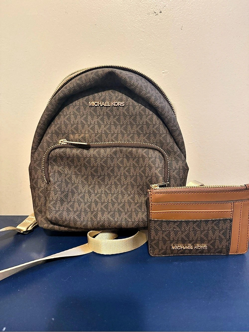 Michael Kors Jet Set Travel Backpack & Wallet Brown & Tan